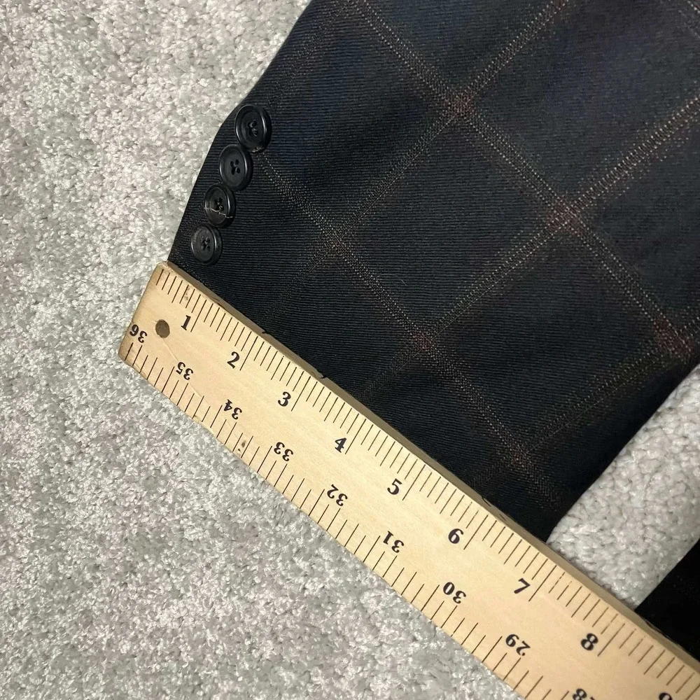 Brooks Brothers Golden Fleece Blazer Mens XL 46 Black Windowpane Double Breasted